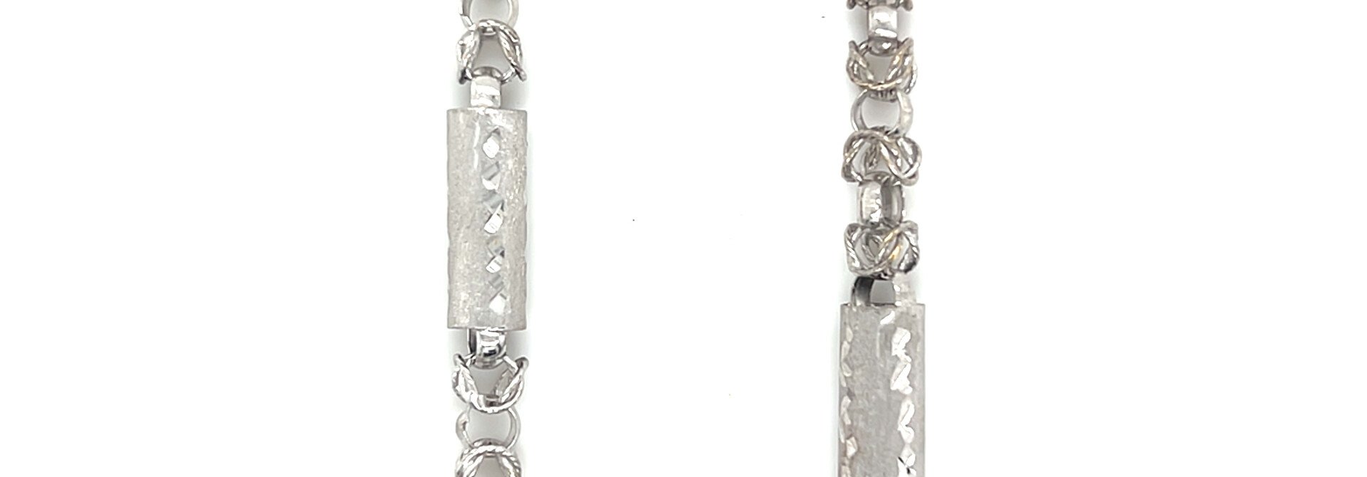 Ketting Keizerschakel met bewerkte staafjes witgoud