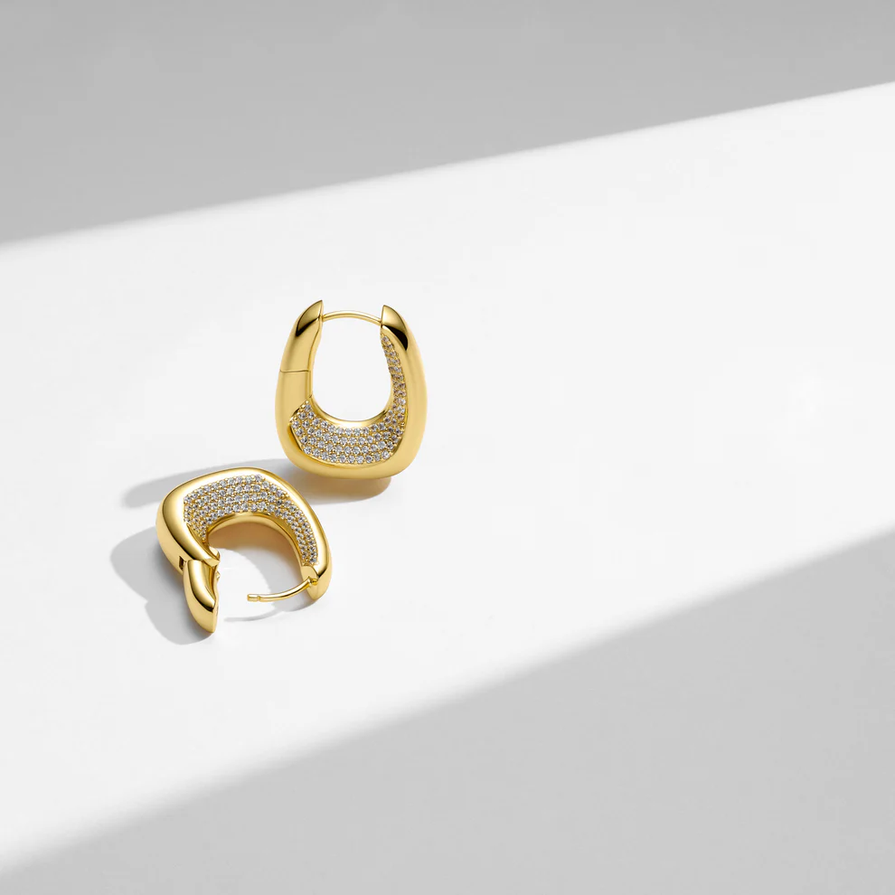 Oorbellen Sif Jakobs Borsa Grande model zilver gold-plated met zirkonia's-2