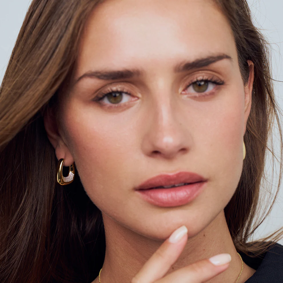 Oorbellen Sif Jakobs Borsa Grande model zilver gold-plated met zirkonia's-3