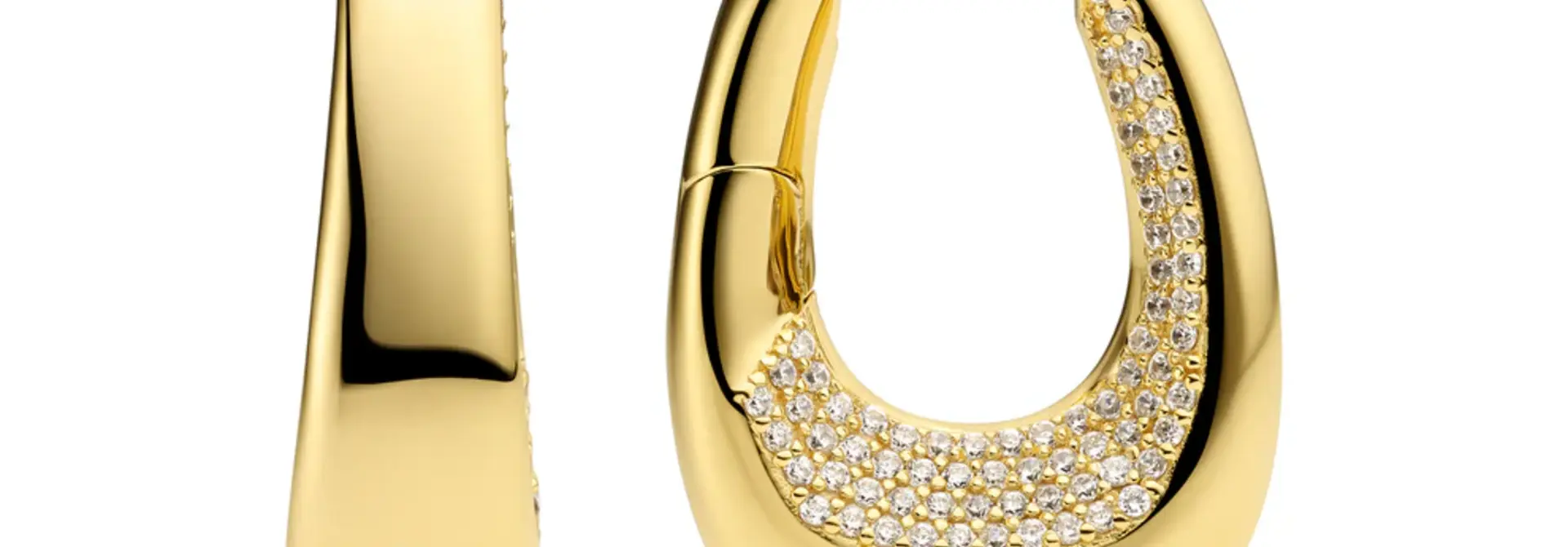 Oorbellen Sif Jakobs Borsa Grande model zilver gold-plated met zirkonia's