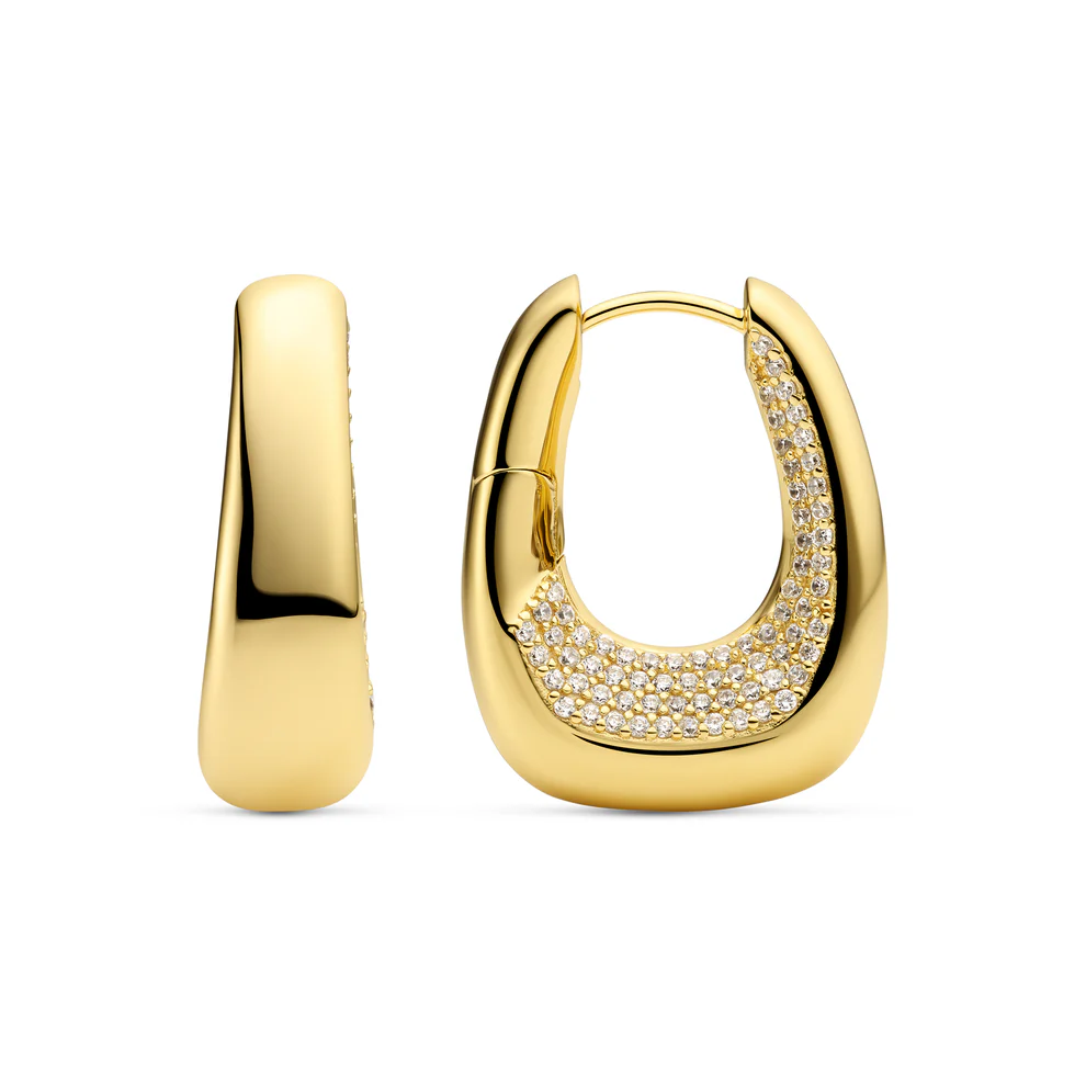 Oorbellen Sif Jakobs Borsa Grande model zilver gold-plated met zirkonia's-1