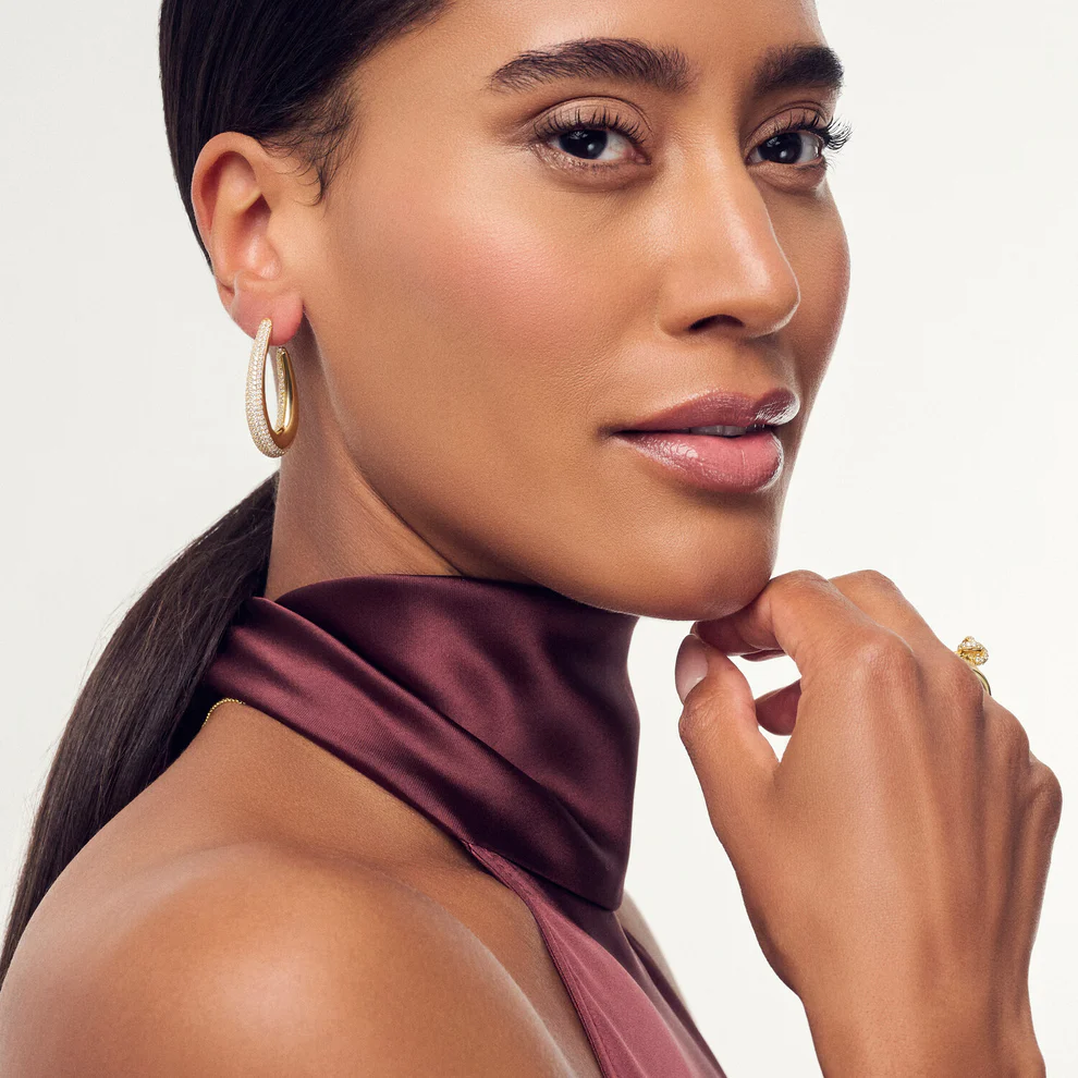 Oorbellen Sif Jakobs Goccia Medio model zilver gold-plated met zirkonia's-3