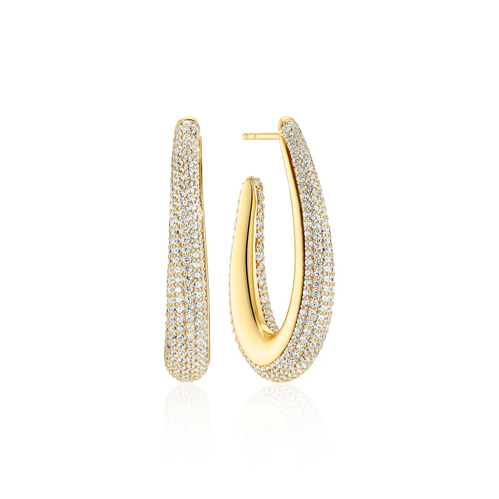 Oorbellen Sif Jakobs Goccia Medio model zilver gold-plated met zirkonia's-1