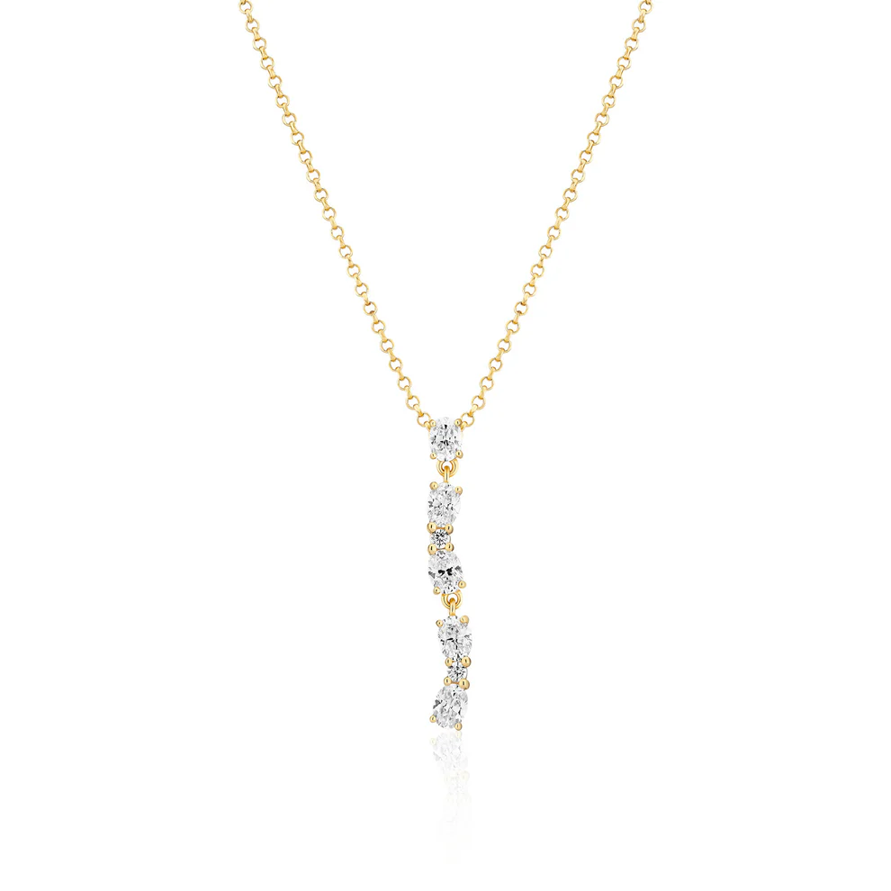 Ketting Sif Jakobs Ellera Ovale Lungo model zilver gold-plated met zirkonia’s-1