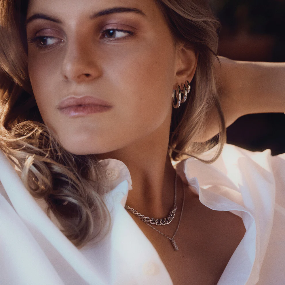 Ketting Sif Jakobs Ellera Ovale Piccolo model zilver met zirkonia’s-3