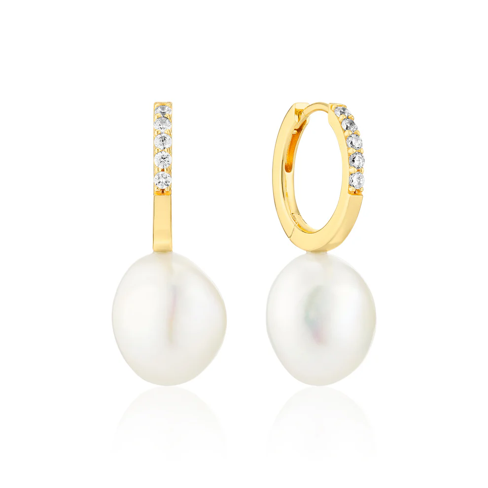 Oorbellen Sif Jakobs Padua Uno model zilver gold-plated met zoetwater parel-1