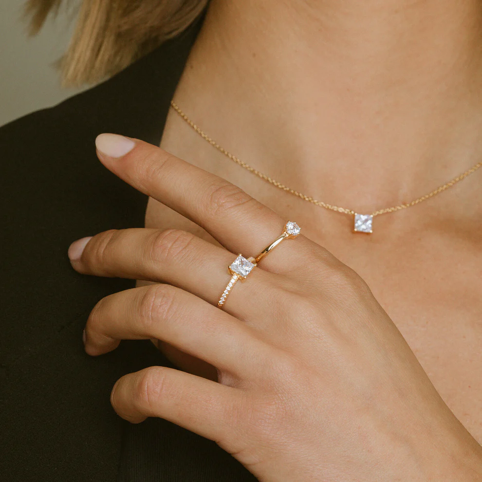 Ring Sif Jakobs Ellera uno pianura model zilver en zilver gold-plated met zirkonia’s-2