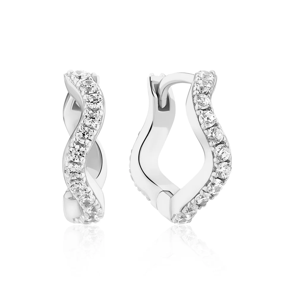 Oorbellen Sif Jakobs Ellera Waves model zilver en zilver gold-plated met zirkonia’s-1