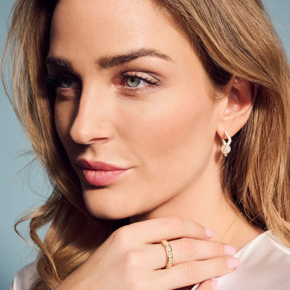Oorbellen Sif Jakobs Ponza model zilver gold-plated met zirkonia’s en zoetwater parels-2