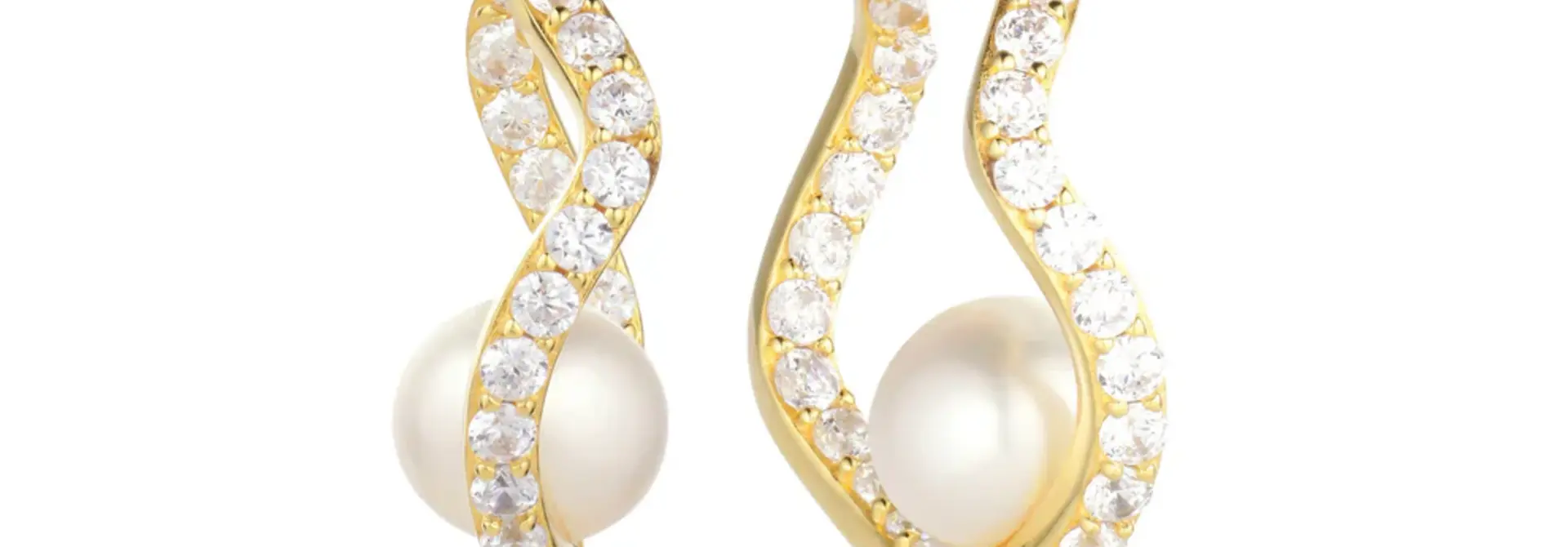Oorbellen Sif Jakobs Ponza model zilver gold-plated met zirkonia’s en zoetwater parels