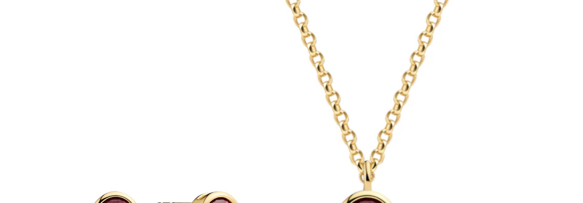 Set Sif Jakobs oorbellen en ketting Sardinian ovale model zilver gold-plated met roze zirkonia