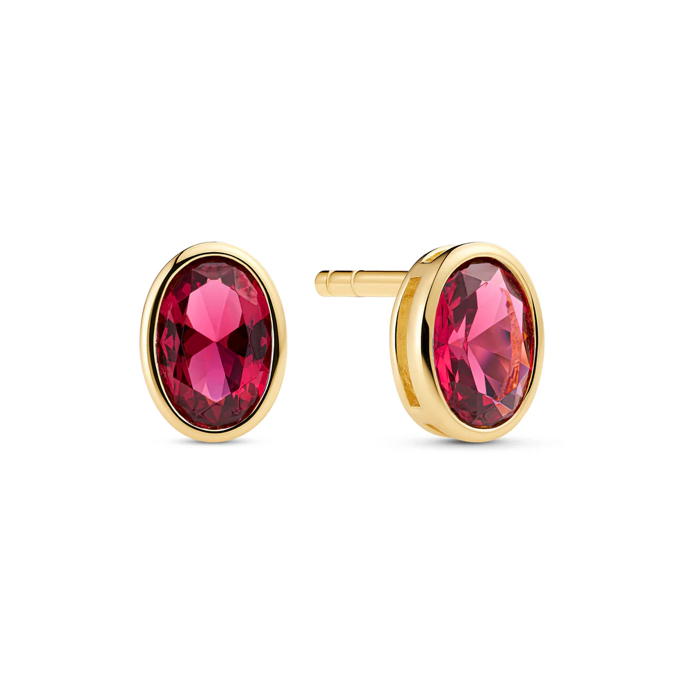 Set Sif Jakobs oorbellen en ketting Sardinian ovale model zilver gold-plated met roze zirkonia-3