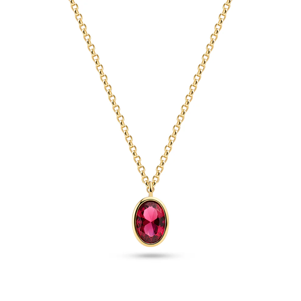 Set Sif Jakobs oorbellen en ketting Sardinian ovale model zilver gold-plated met roze zirkonia-4