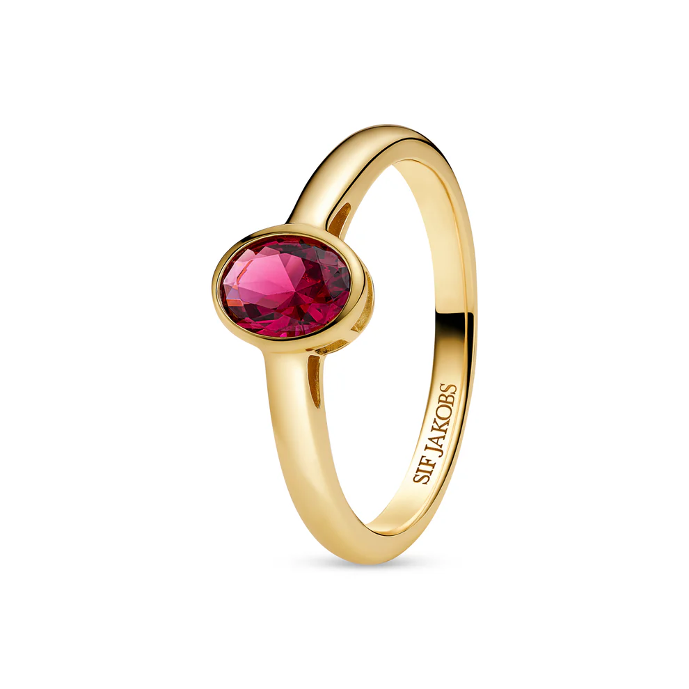 Ring Sif Jakobs Sardinian ovale model zilver gold-plated met roze zirkonia-3