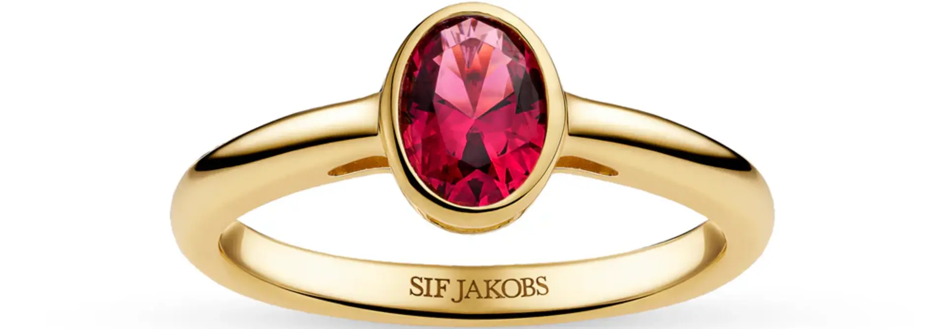 Ring Sif Jakobs Sardinian ovale model zilver gold-plated met roze zirkonia