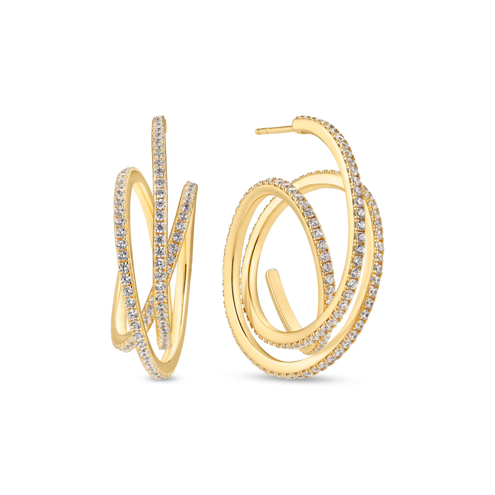Oorbellen Sif Jakobs Spirale model zilver en gold-plated met zirkonia’s-3