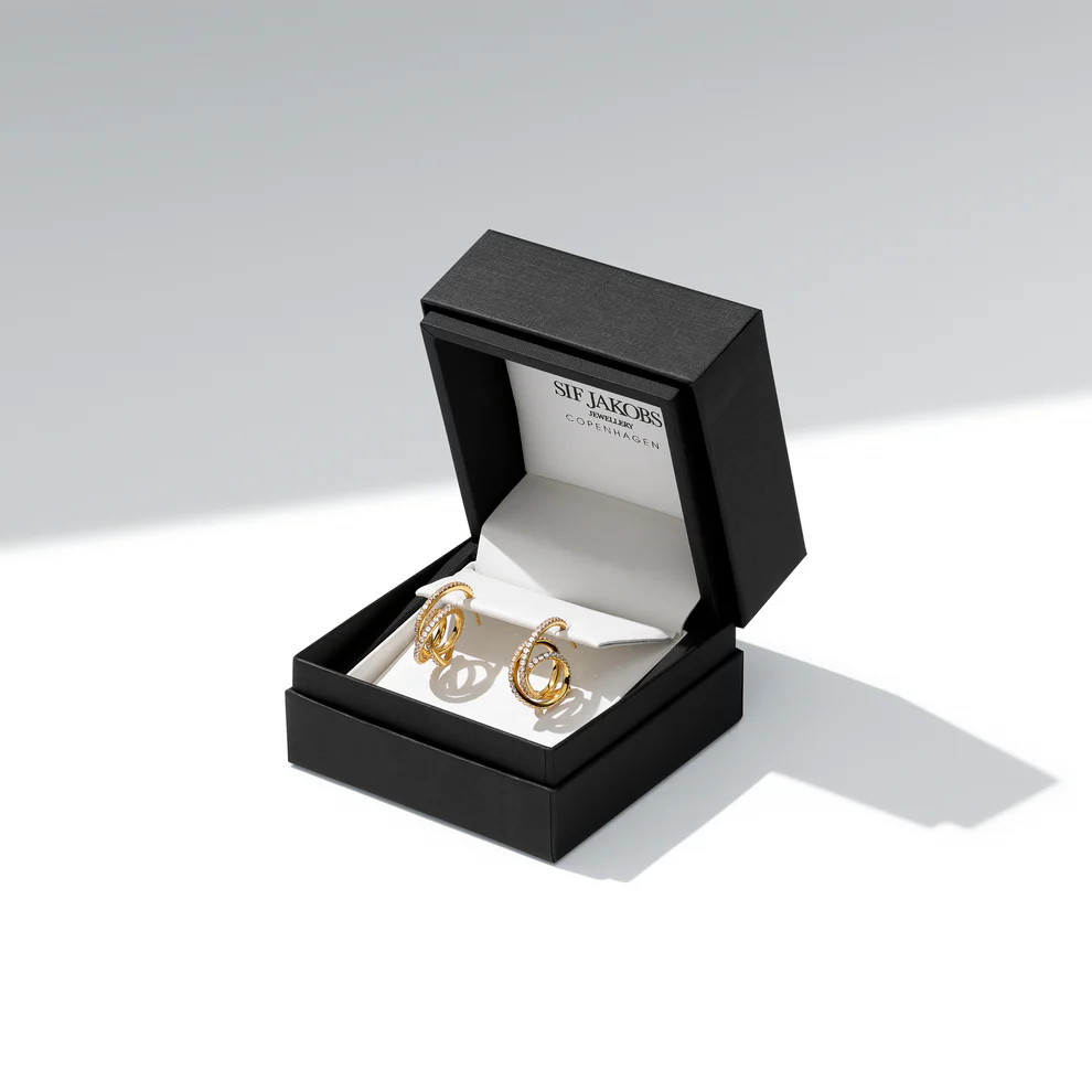 Oorbellen Sif Jakobs Spirale model zilver en gold-plated met zirkonia’s-4