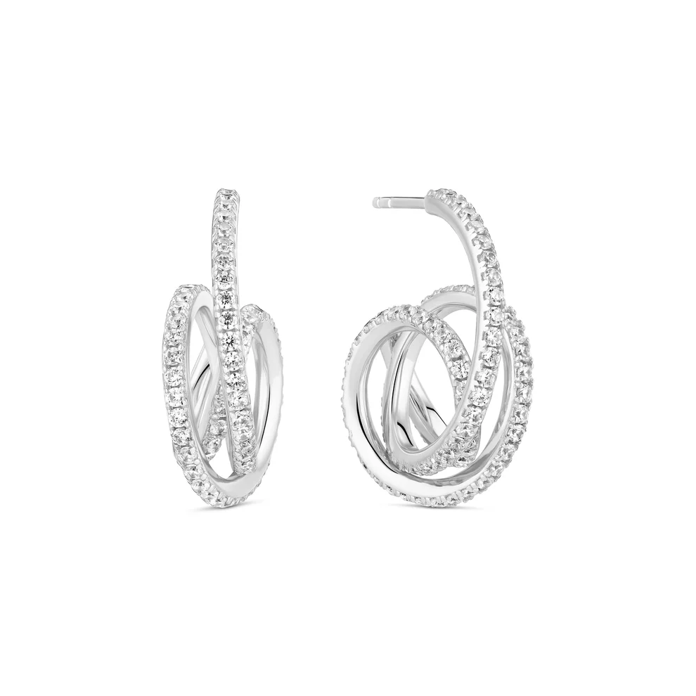 Oorbellen Sif Jakobs Spirale model zilver en gold-plated met zirkonia’s-1