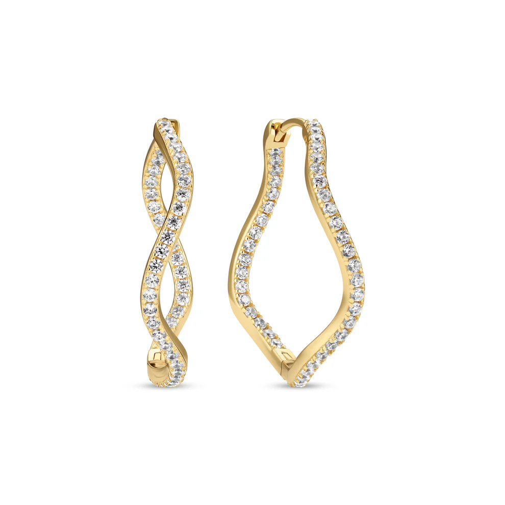 Oorbellen Sif Jakobs Ellera Waves model zilver en zilver gold-plated met zirkonia’s-3