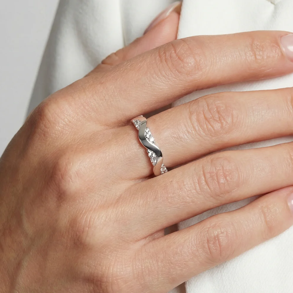 Ring Sif Jakobs Ellera Waves Altro model zilver & zilver gold-plated met zirkonia’s-3