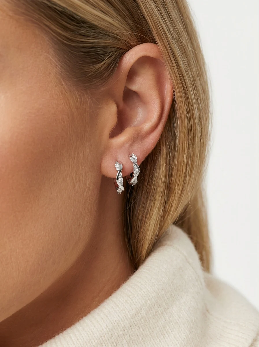 Oorbellen Sif Jakobs Ellera Waves Altro Creolo model zilver & zilver gold-plated met zirconia’s-3