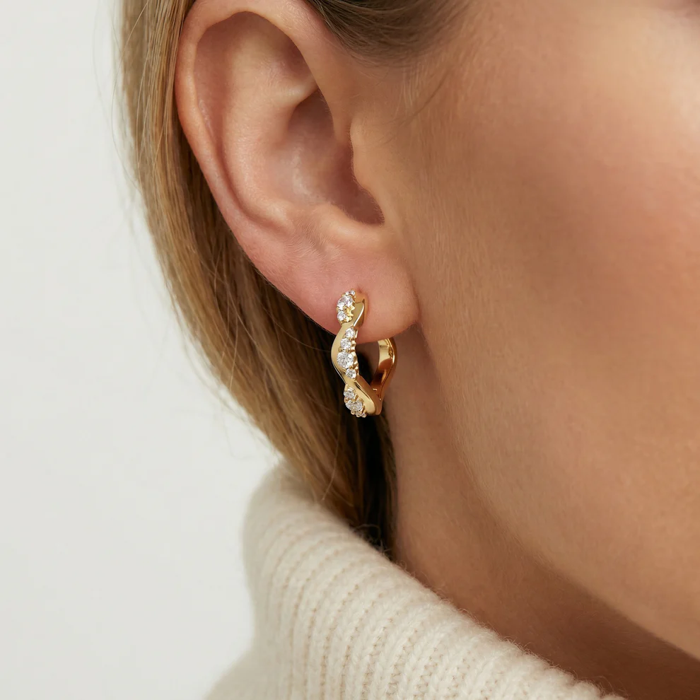 Oorbellen Sif Jakobs Ellera Waves Altro Creolo model zilver & zilver gold-plated met zirconia’s-4