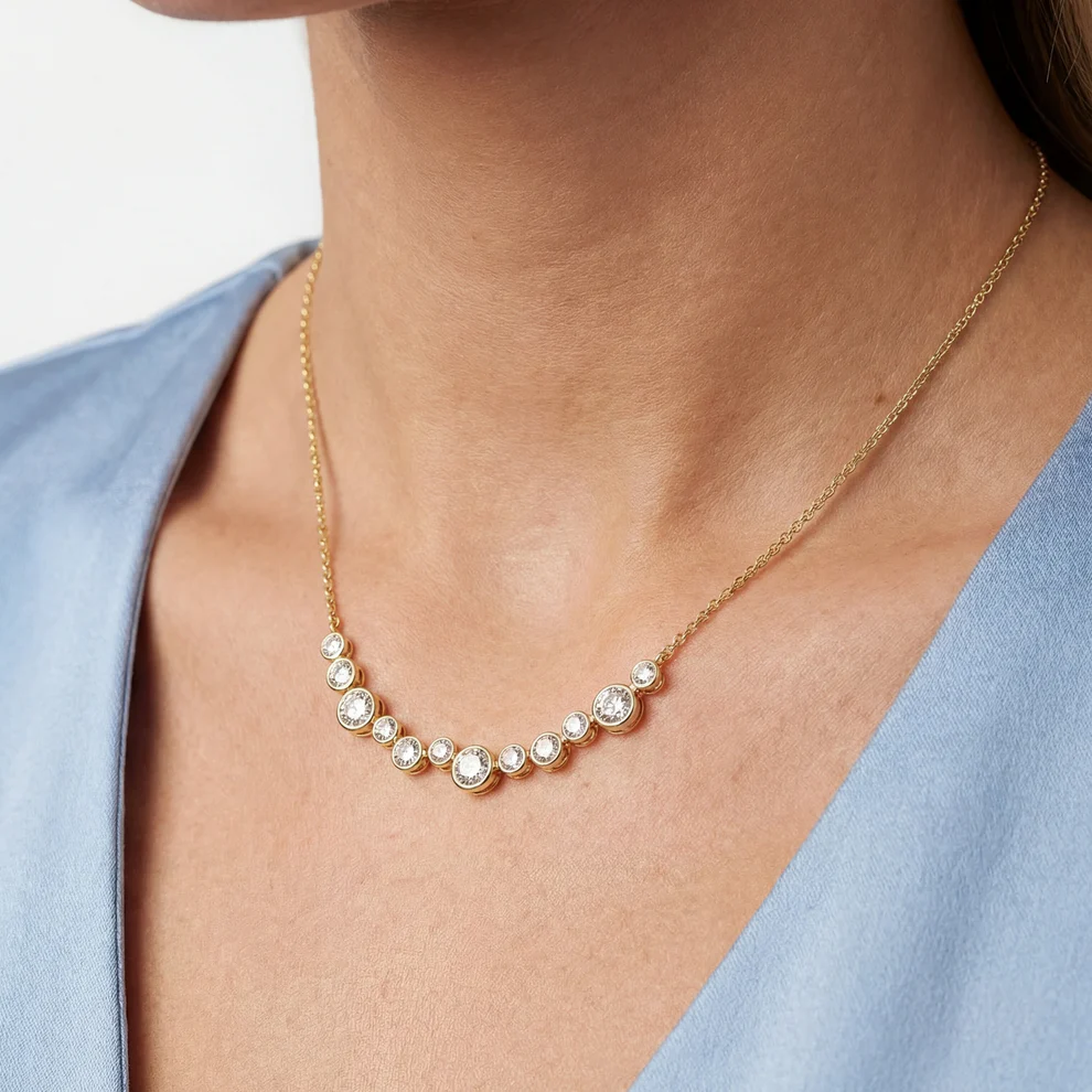 Ketting Sif Jakobs Sardinien Dodici model zilver gold-plated met zirkonia’s-2