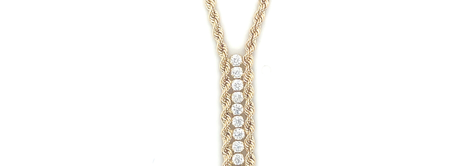 Ketting rope chain schakel in Y vorm met zirkonia's