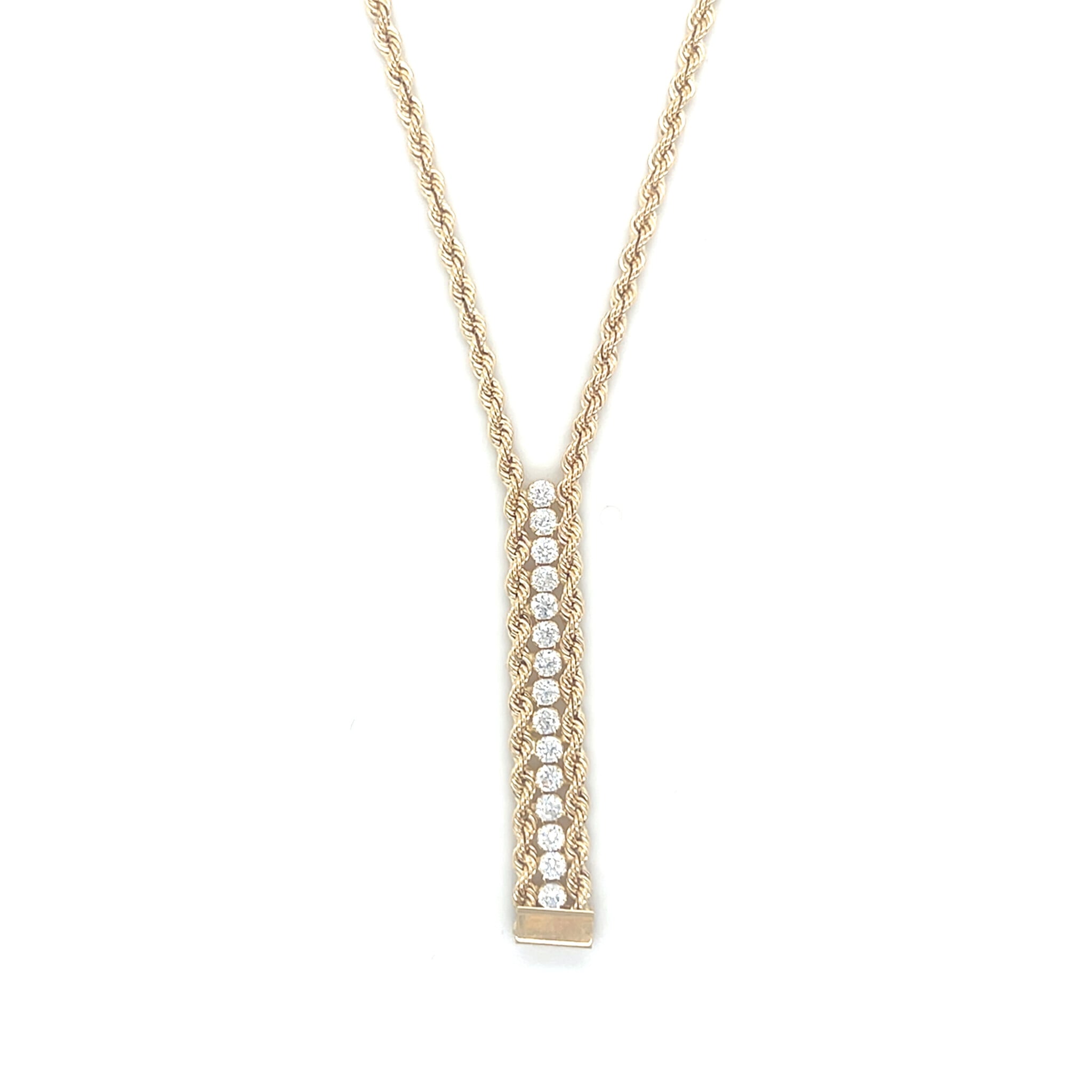 Ketting rope chain schakel in Y vorm met zirkonia's-1