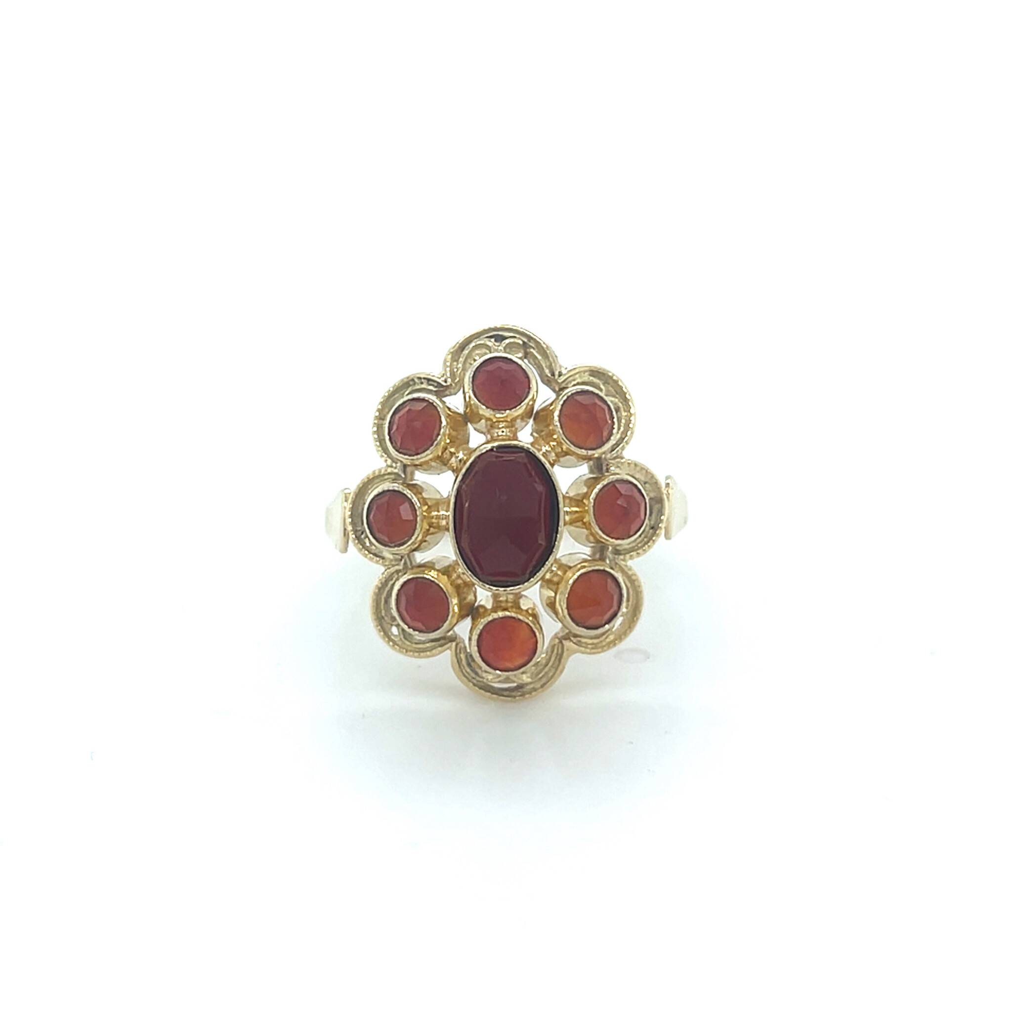 Ring met carneool stenen bloemvorm-1
