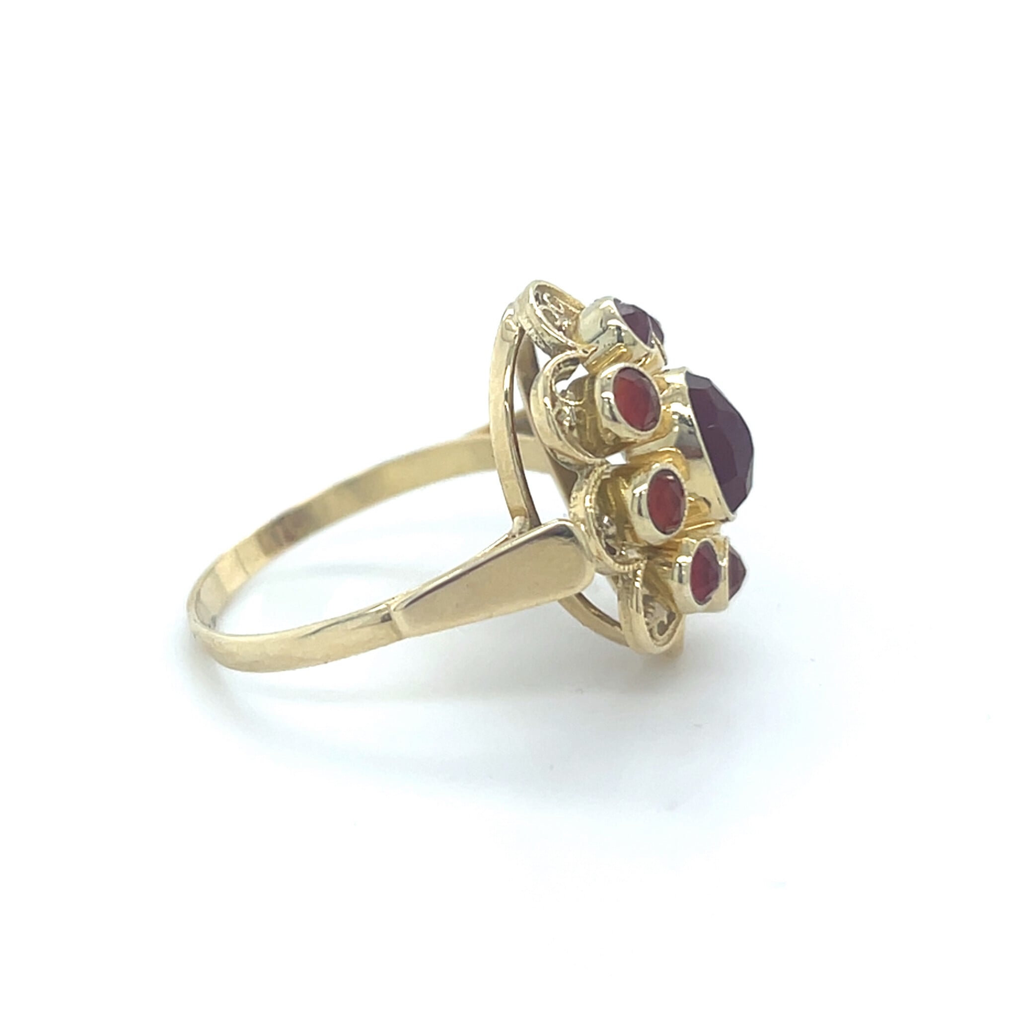 Ring met carneool stenen bloemvorm-2