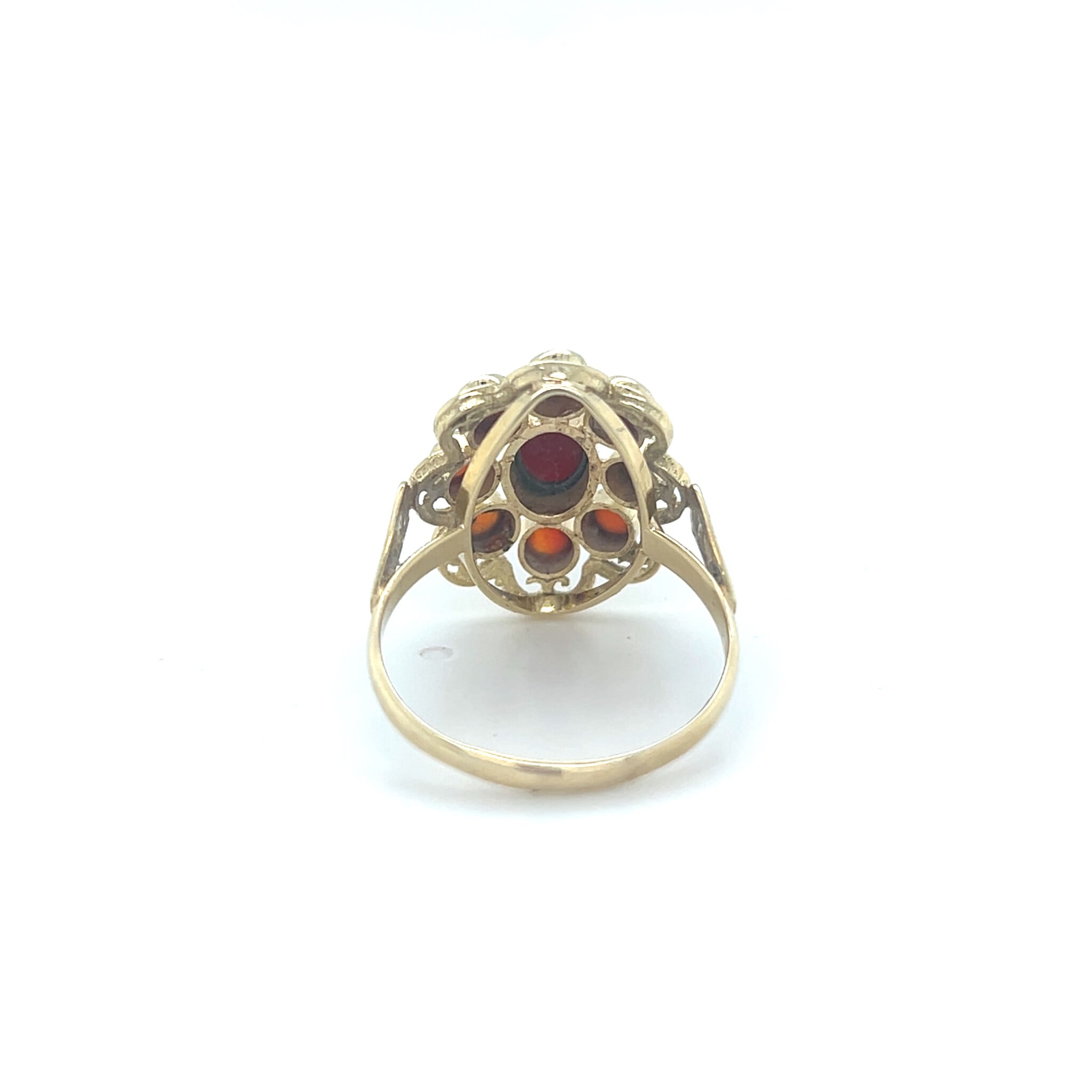 Ring met carneool stenen bloemvorm-3