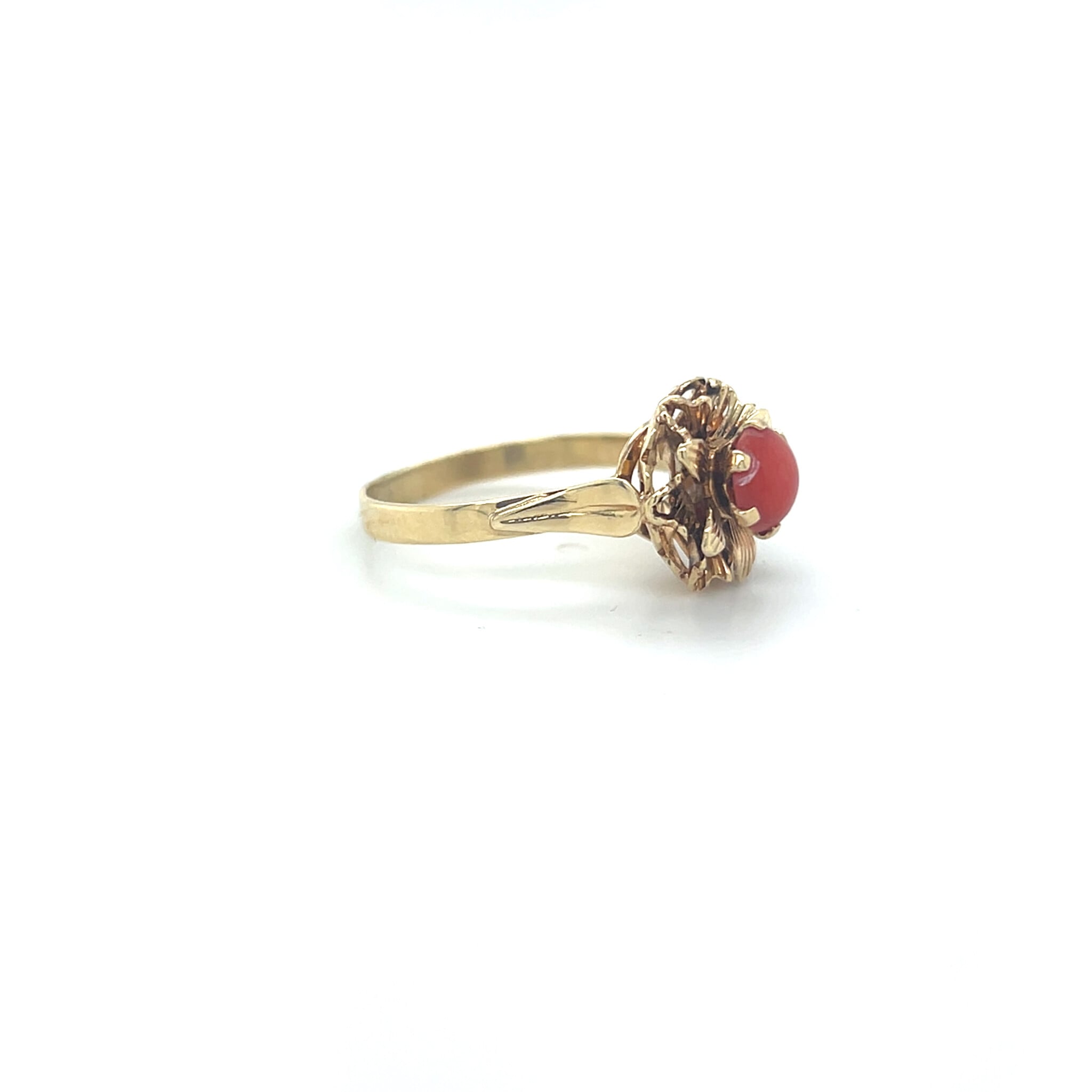 Ring bloem met bloedkoraal steen-2