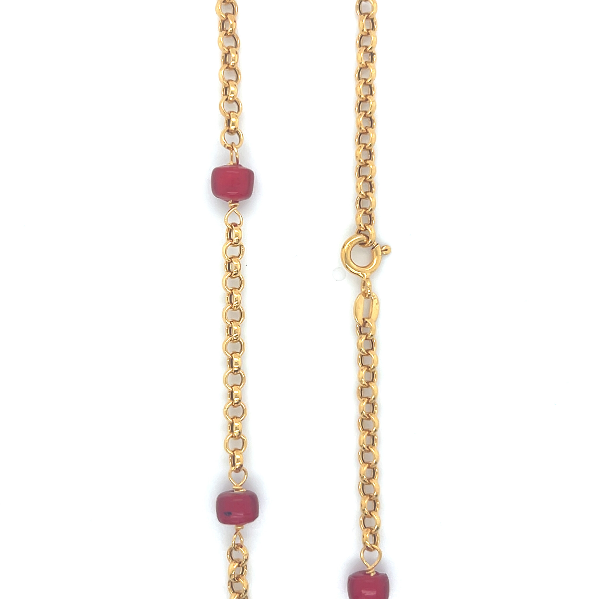 Ketting boto keti schakel met rode kralen-2