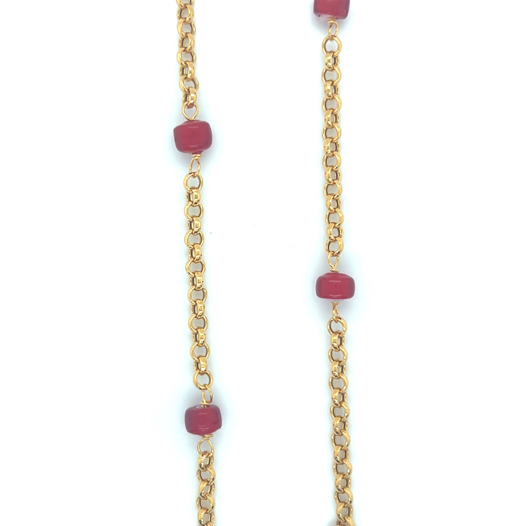 Ketting boto keti schakel met rode kralen-1