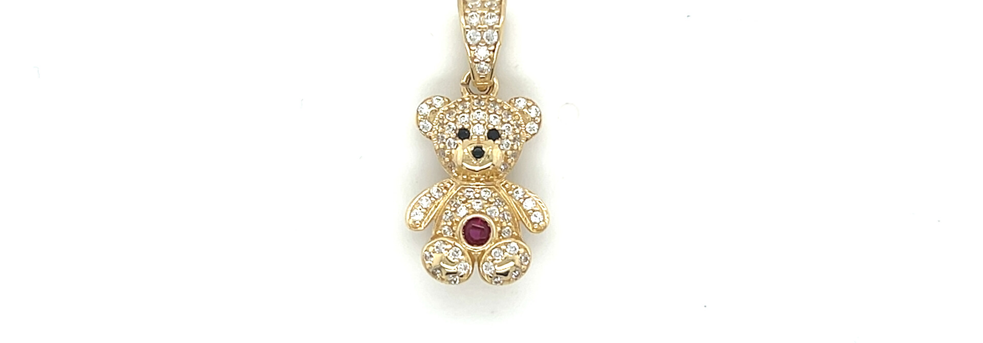 Hanger teddybeer met wit en rode zirkonia