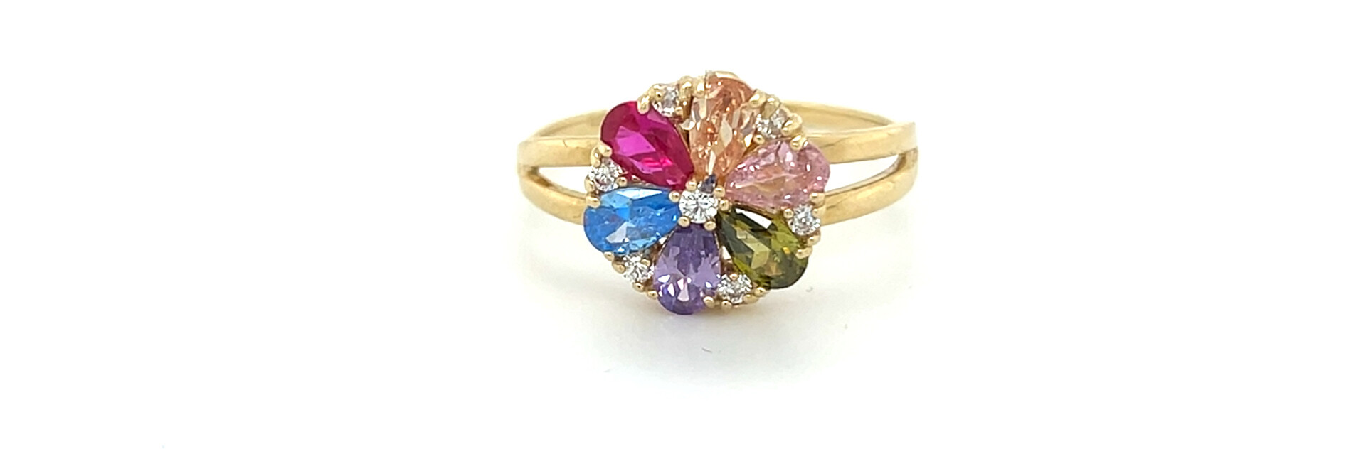Ring met gekleurde zirkonia stenen