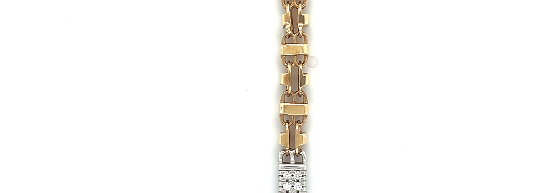 Armband magnum schakel met witgouden balk met zirkonia stenen