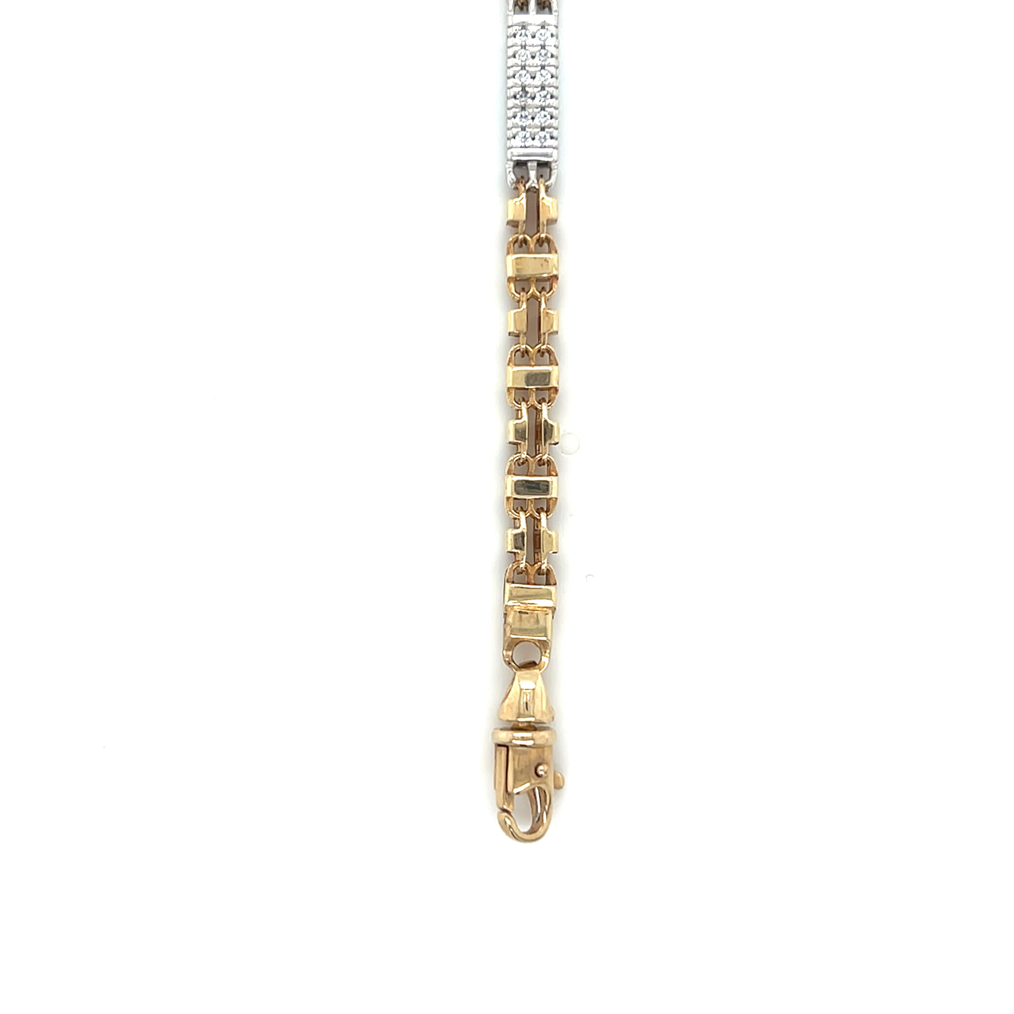 Armband magnum schakel met witgouden balk met zirkonia stenen-2