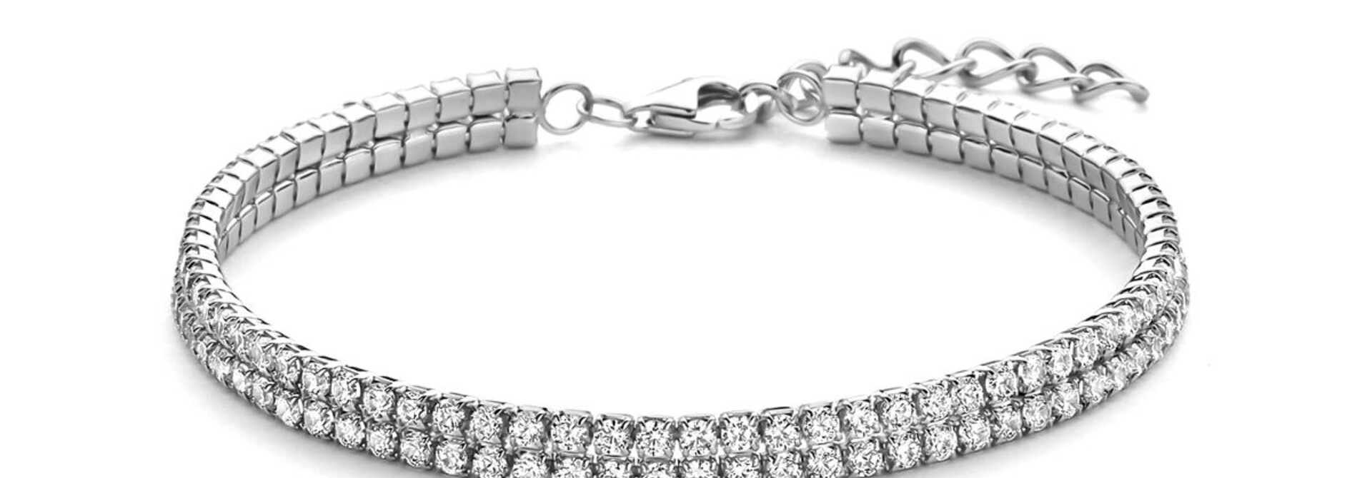 Armband tennis dubbele rij met zirkonia stenen