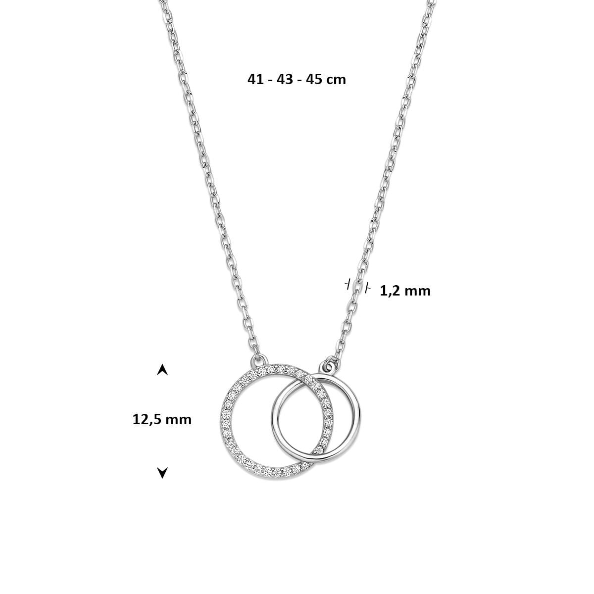 Ketting ankerschakel 2x rondjes met zirkonia-4