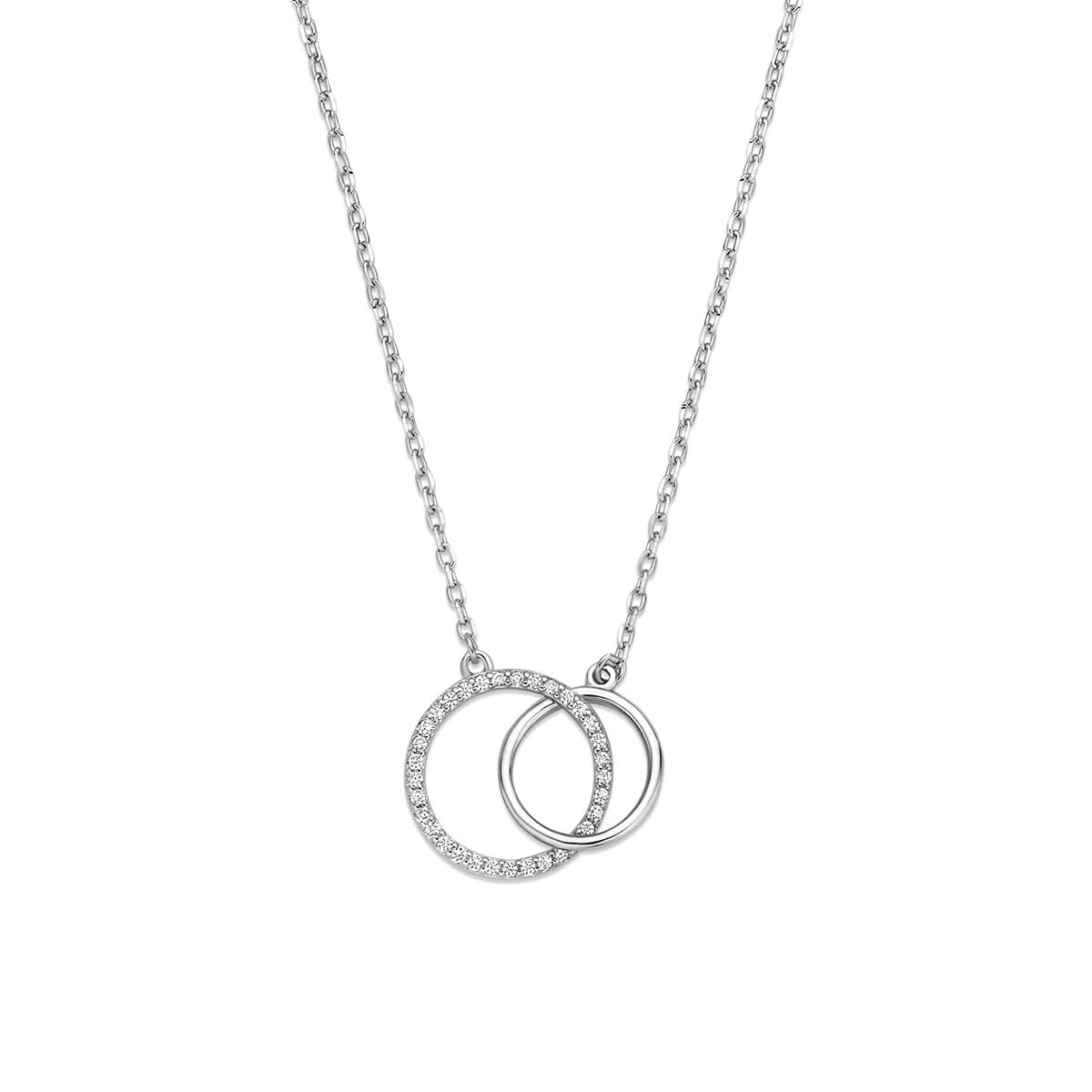 Ketting ankerschakel 2x rondjes met zirkonia-1