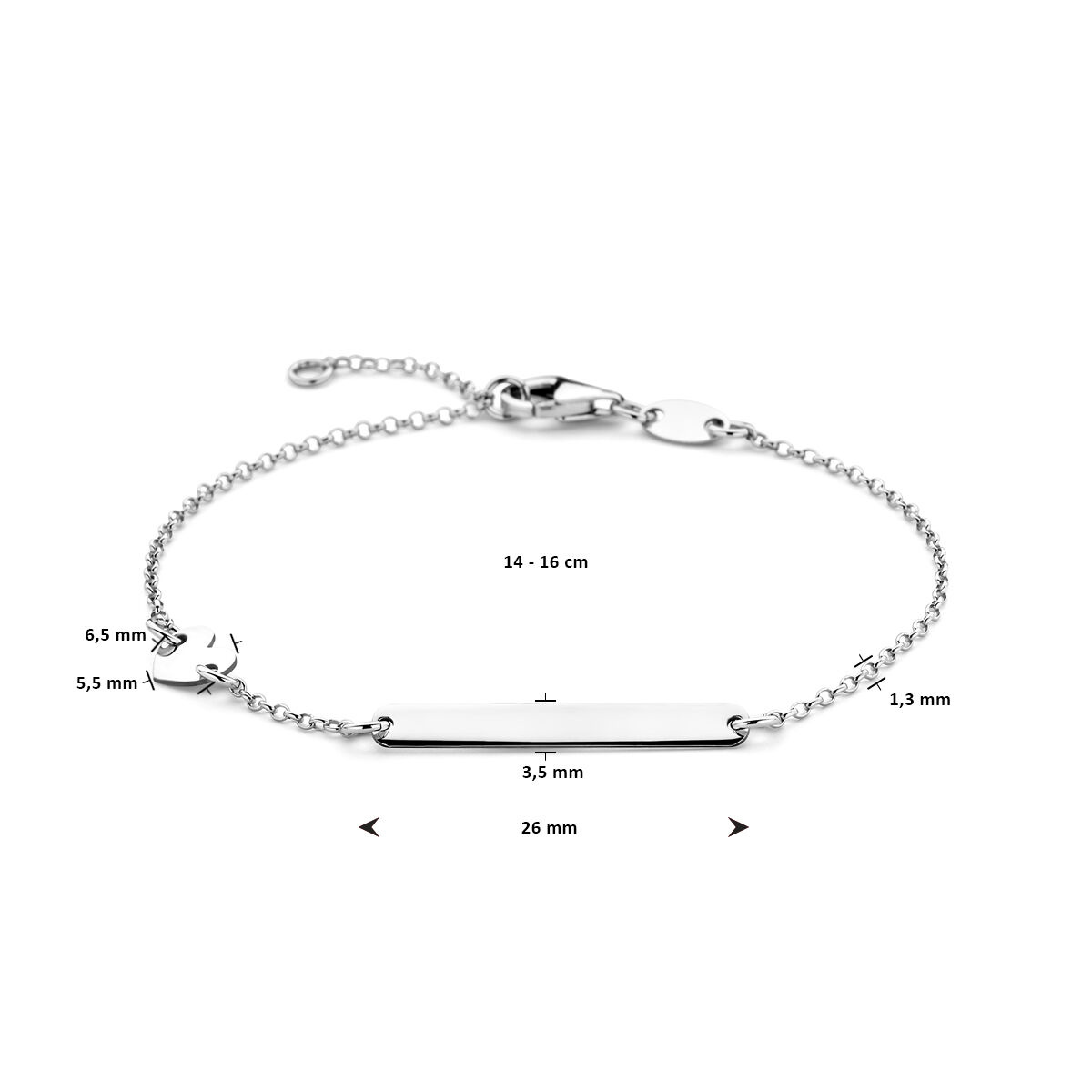 Armband met plaat en hart in ankerschakel kind-3