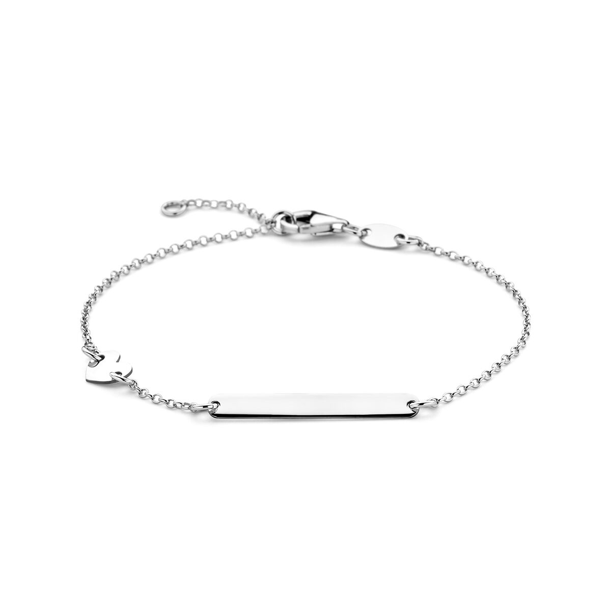 Armband met plaat en hart in ankerschakel kind-1