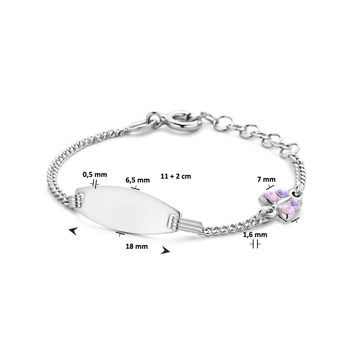 Armband met plaat en vlinder in gourmet schakel-3
