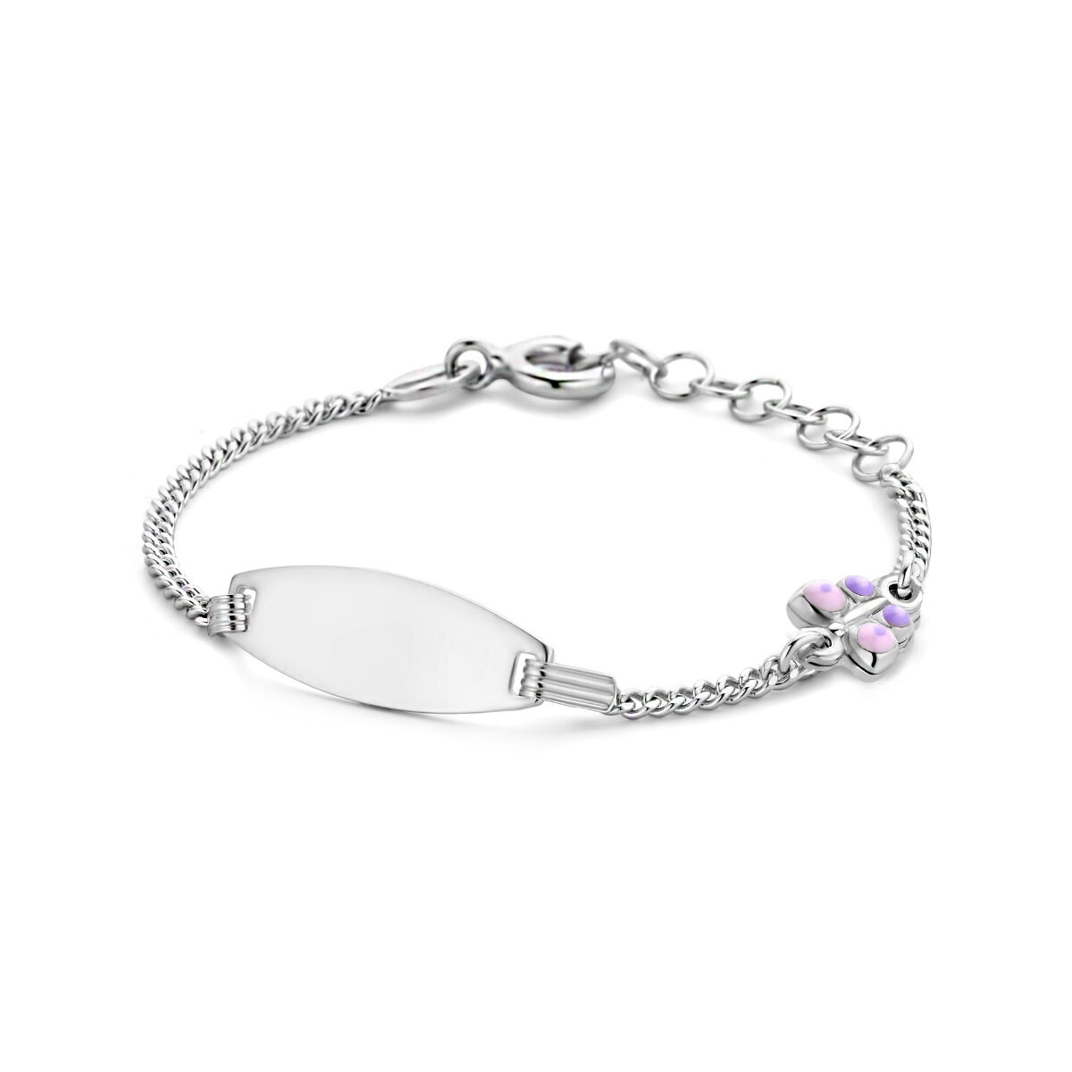 Armband met plaat en vlinder in gourmet schakel-1