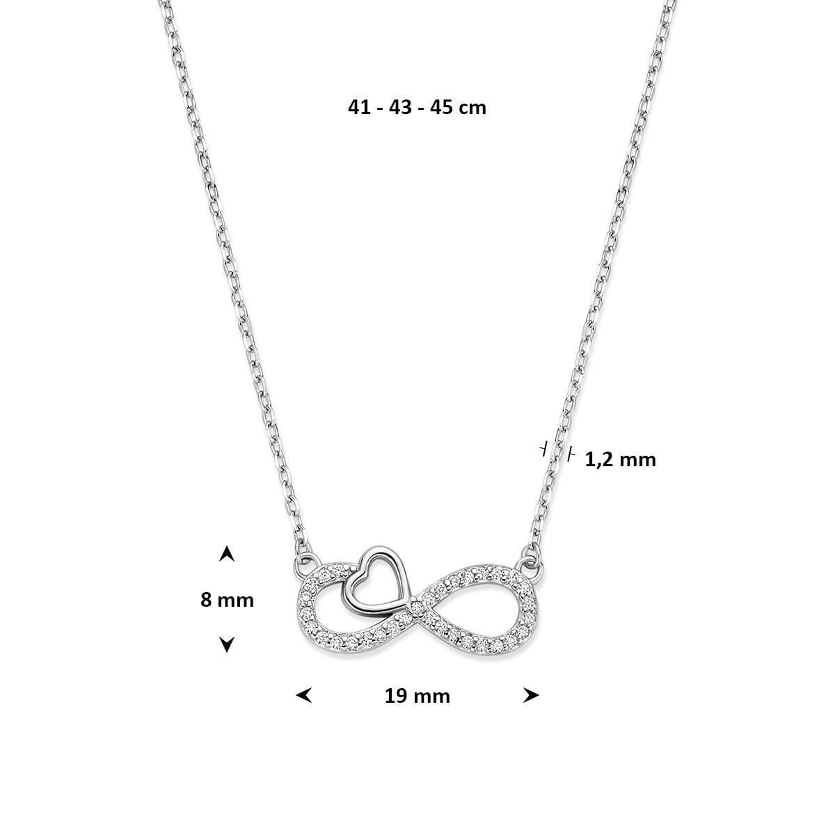 Ketting infinity met hart en zirkonia stenen-3