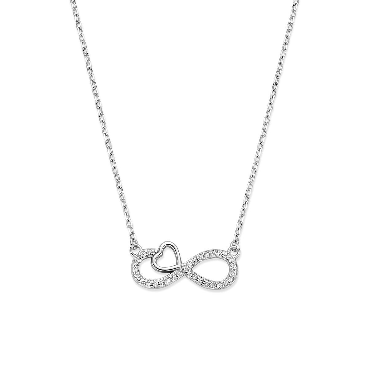Ketting infinity met hart en zirkonia stenen-1