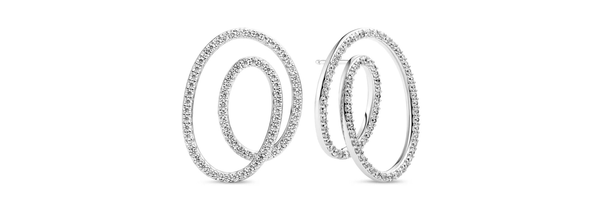 Oorbellen Sif Jakobs Spirale Due Grande model zilver met zirkonia’s