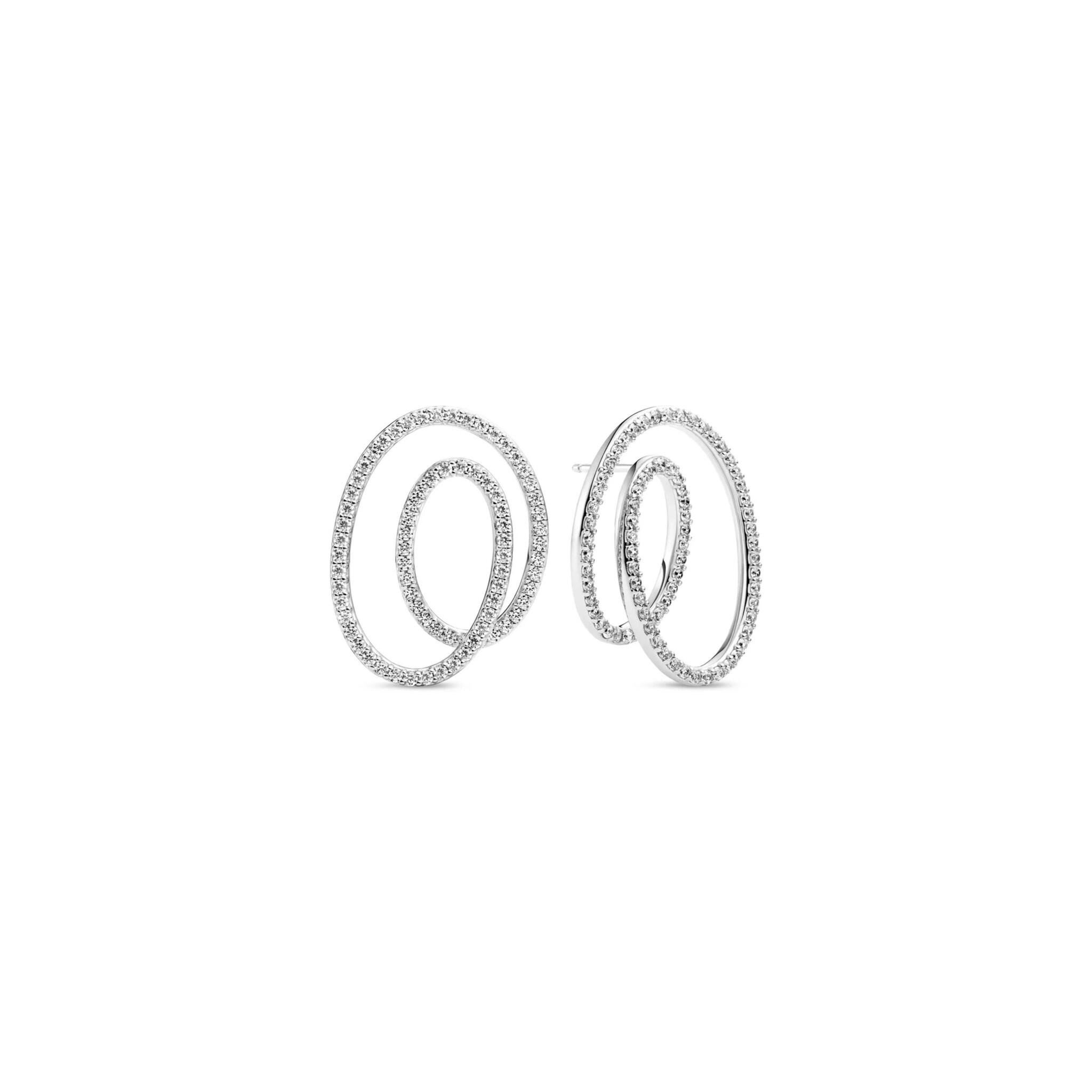 Oorbellen Sif Jakobs Spirale Due Grande model zilver met zirkonia’s-1